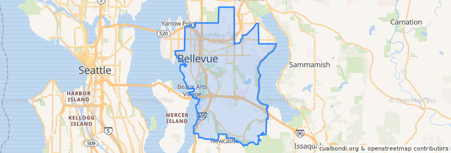 Mapa de ubicacion de Bellevue.