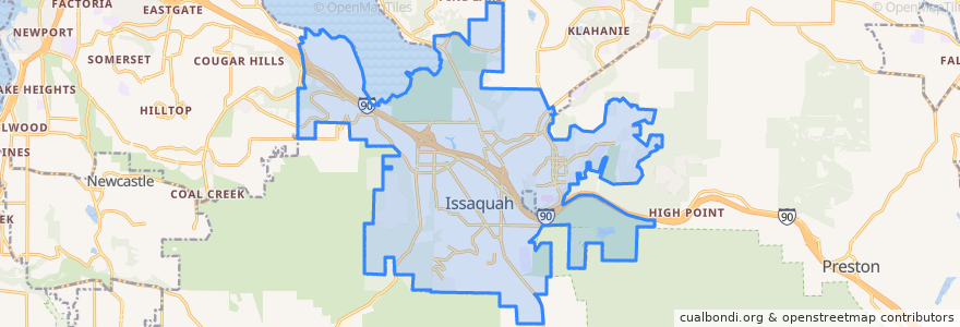 Mapa de ubicacion de Issaquah.