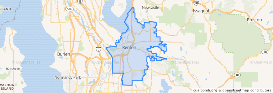 Mapa de ubicacion de Renton.