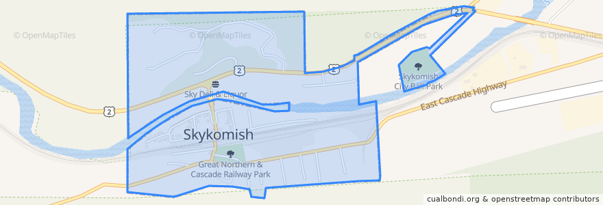 Mapa de ubicacion de Skykomish.