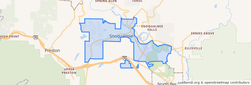 Mapa de ubicacion de Snoqualmie.