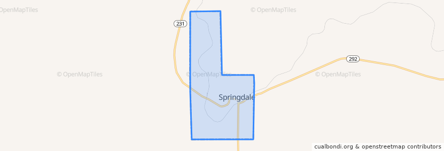 Mapa de ubicacion de Springdale.