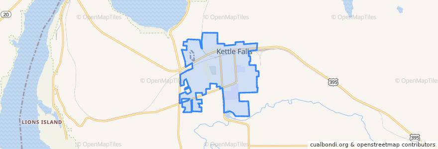 Mapa de ubicacion de Kettle Falls.