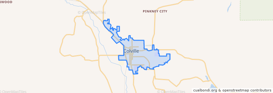 Mapa de ubicacion de Colville.