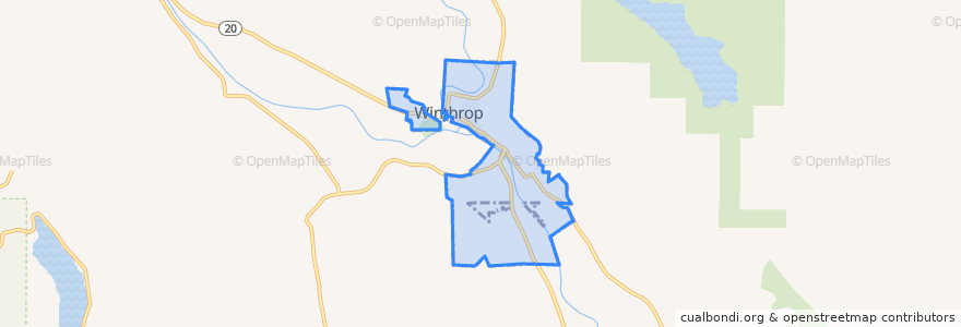 Mapa de ubicacion de Winthrop.