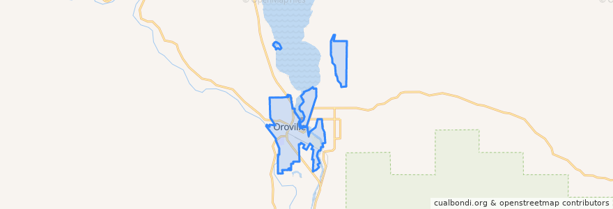 Mapa de ubicacion de Oroville.