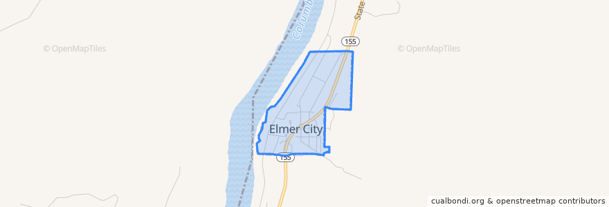 Mapa de ubicacion de Elmer City.