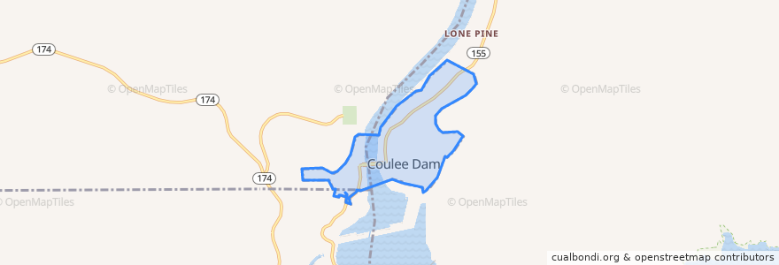 Mapa de ubicacion de Coulee Dam.