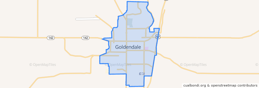 Mapa de ubicacion de Goldendale.