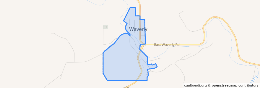 Mapa de ubicacion de Waverly.