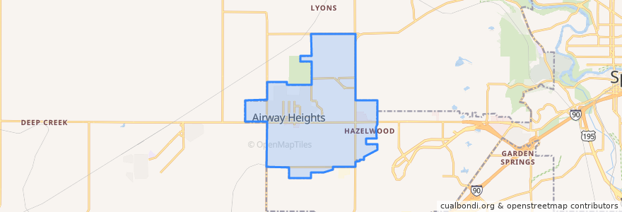 Mapa de ubicacion de Airway Heights.