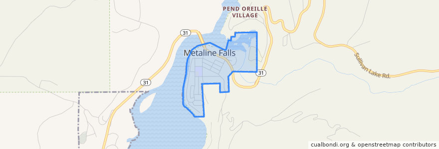 Mapa de ubicacion de Metaline Falls.