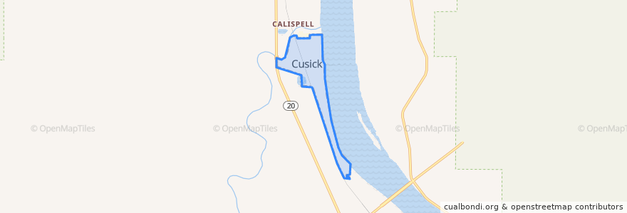 Mapa de ubicacion de Cusick.