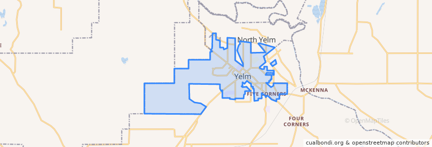 Mapa de ubicacion de Yelm.