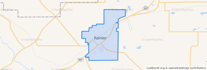 Mapa de ubicacion de Rainier.