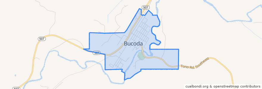 Mapa de ubicacion de Bucoda.