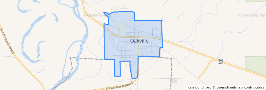 Mapa de ubicacion de Oakville.