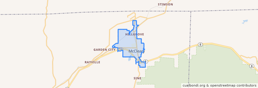 Mapa de ubicacion de McCleary.