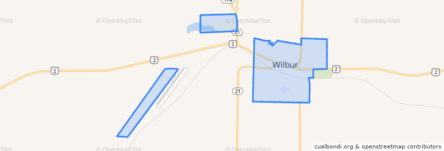 Mapa de ubicacion de Wilbur.