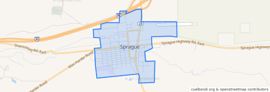Mapa de ubicacion de Sprague.
