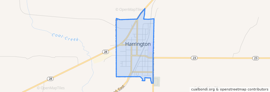 Mapa de ubicacion de Harrington.