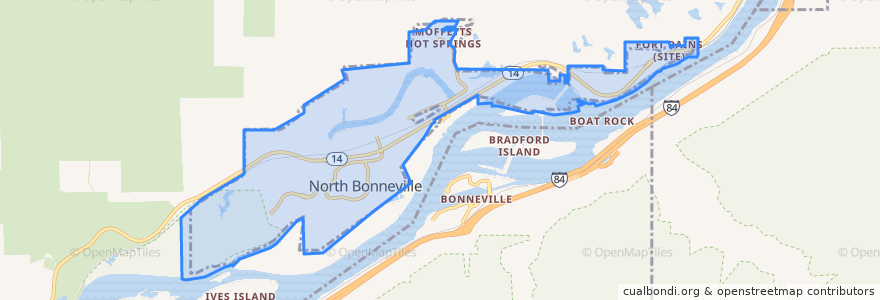 Mapa de ubicacion de North Bonneville.