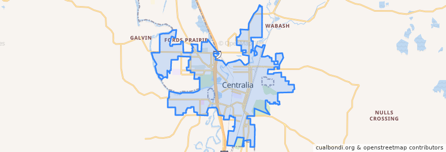 Mapa de ubicacion de Centralia.