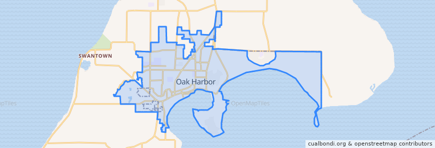 Mapa de ubicacion de Oak Harbor.