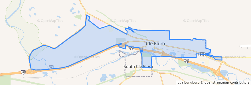 Mapa de ubicacion de Cle Elum.