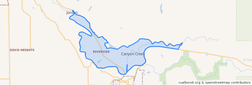 Mapa de ubicacion de Jordan Road-Canyon Creek.