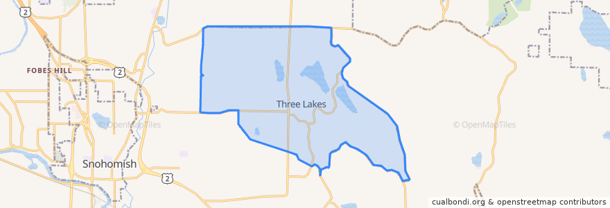 Mapa de ubicacion de Three Lakes.