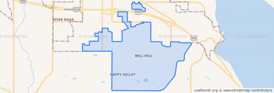 Mapa de ubicacion de Bell Hill.