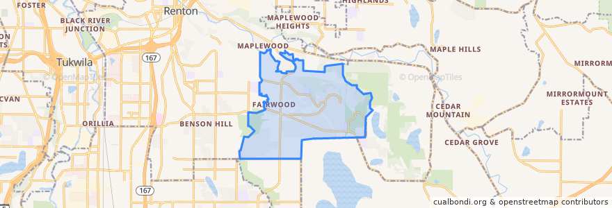 Mapa de ubicacion de Fairwood.
