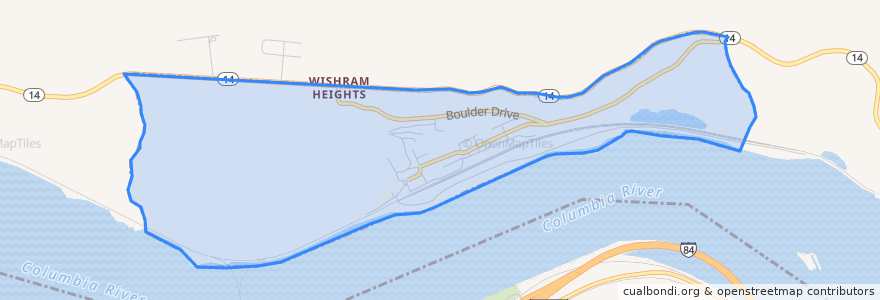 Mapa de ubicacion de Wishram.