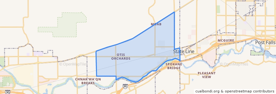 Mapa de ubicacion de Otis Orchards-East Farms.