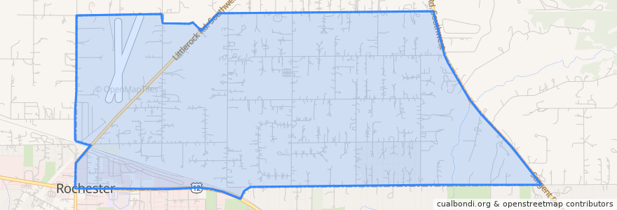 Mapa de ubicacion de Rochester.