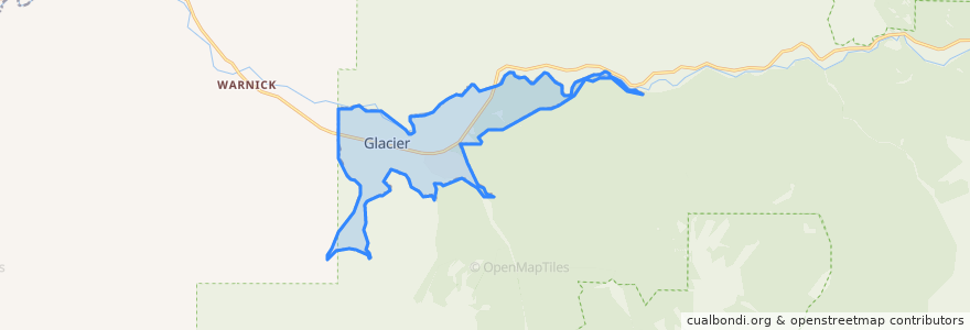 Mapa de ubicacion de Glacier.