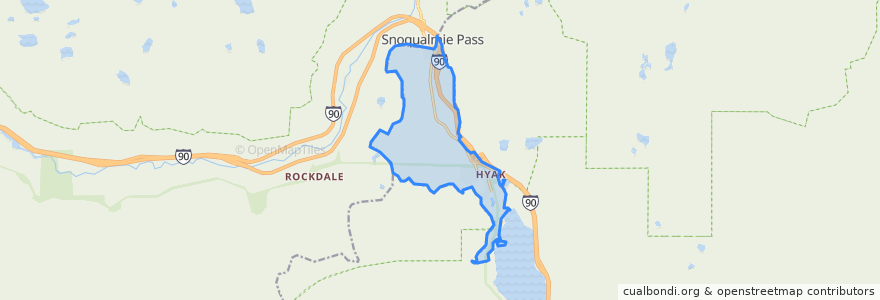 Mapa de ubicacion de Snoqualmie Pass.