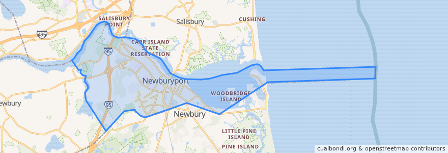 Mapa de ubicacion de Newburyport.