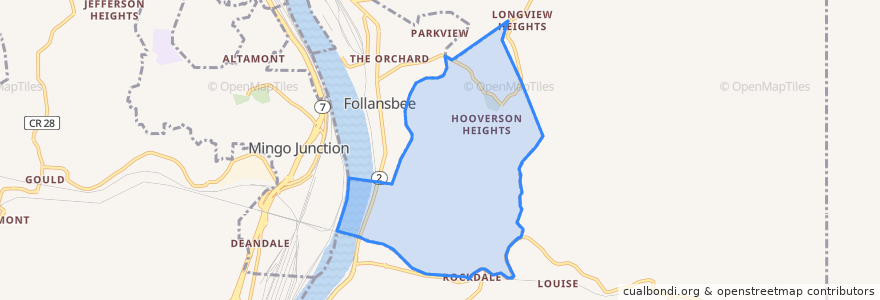 Mapa de ubicacion de Hooverson Heights.