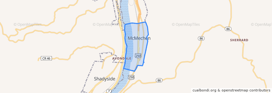 Mapa de ubicacion de McMechen.