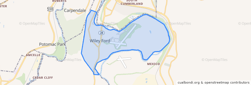 Mapa de ubicacion de Wiley Ford.