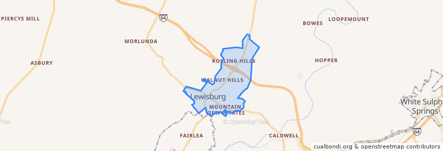 Mapa de ubicacion de Lewisburg.