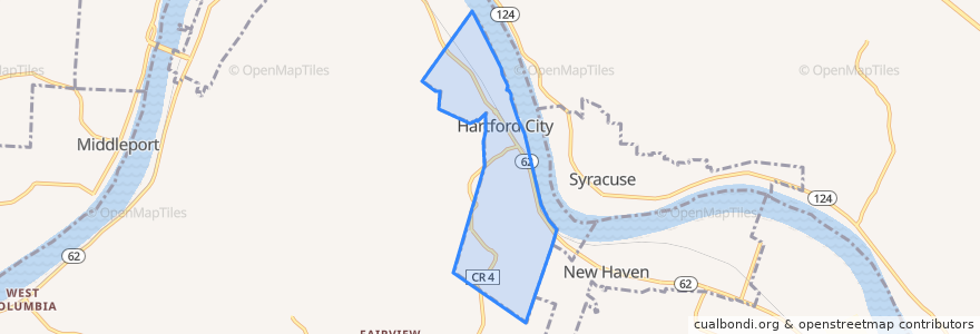 Mapa de ubicacion de Hartford City.