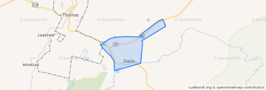 Mapa de ubicacion de Davis.