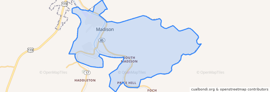 Mapa de ubicacion de Madison.