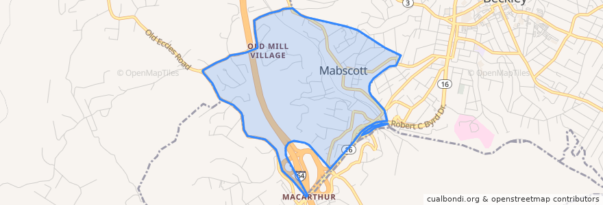 Mapa de ubicacion de Mabscott.
