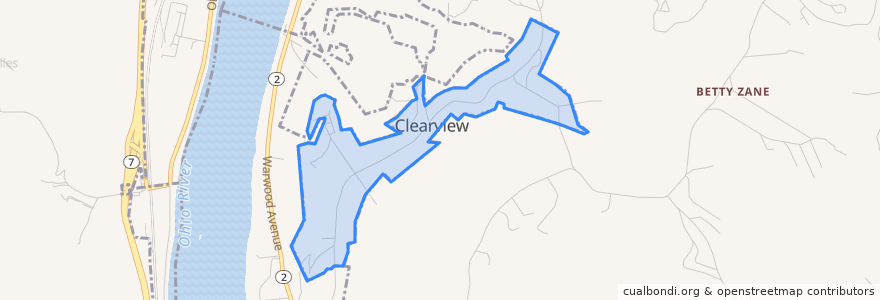 Mapa de ubicacion de Clearview.