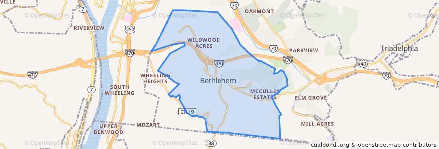 Mapa de ubicacion de Bethlehem.