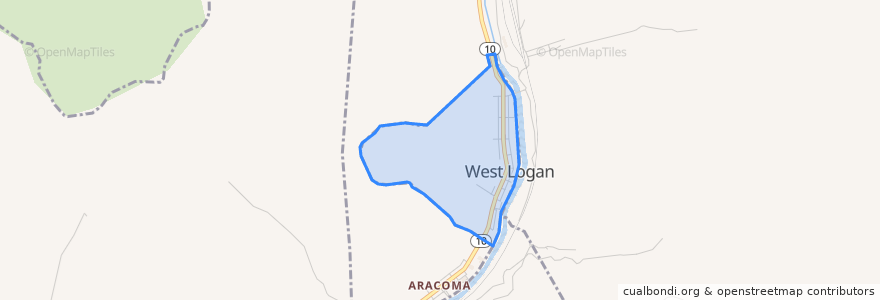 Mapa de ubicacion de West Logan.